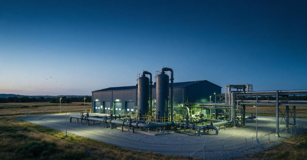 Natural gas compressor station with process piping and conduit in a hazardous classified area